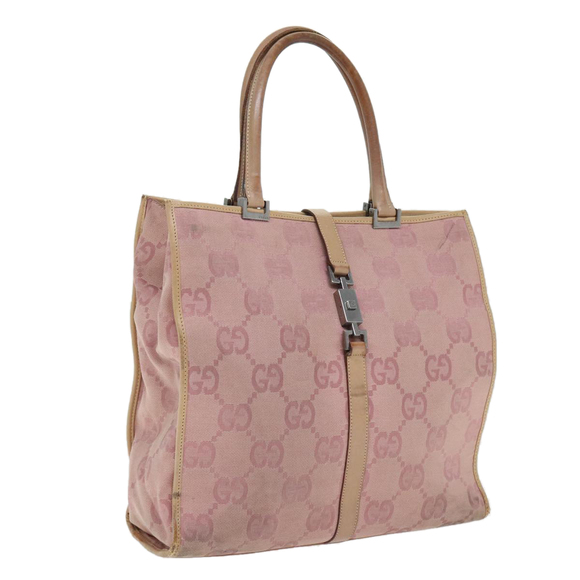 GUCCI GG Canvas Jackie Tote Bag Pink Silver 002 1064 3444 Auth 93846 - Picture 1 of 16